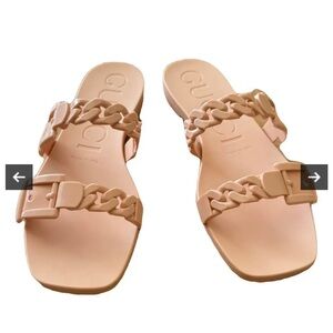 Gucci Beige Chain-Link Slide Sandals